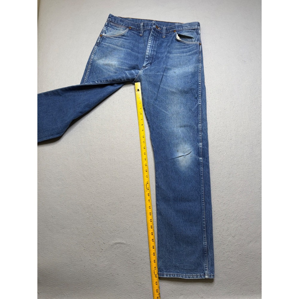 Wrangler Jeans Mens 38x34 Blue 13MWZ Cowboy Cut Vintage 90s Made in USA Denim - Picture 9 of 12